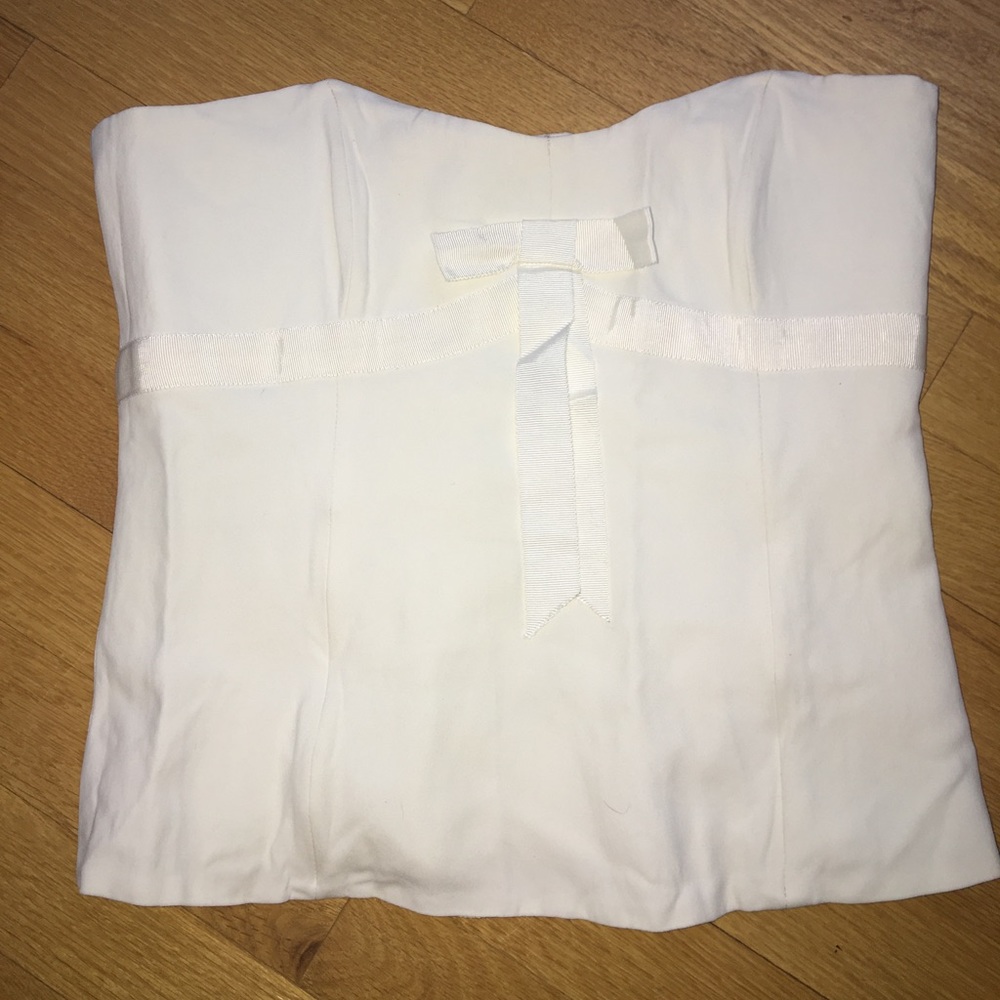 White boned corset bustier strapless top
